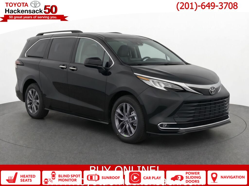 Midnight Black Metallic 2026 Toyota Sienna XLE 7-Passenger FWD Minivan Front-Wheel Drive Continuously Variable Transmission