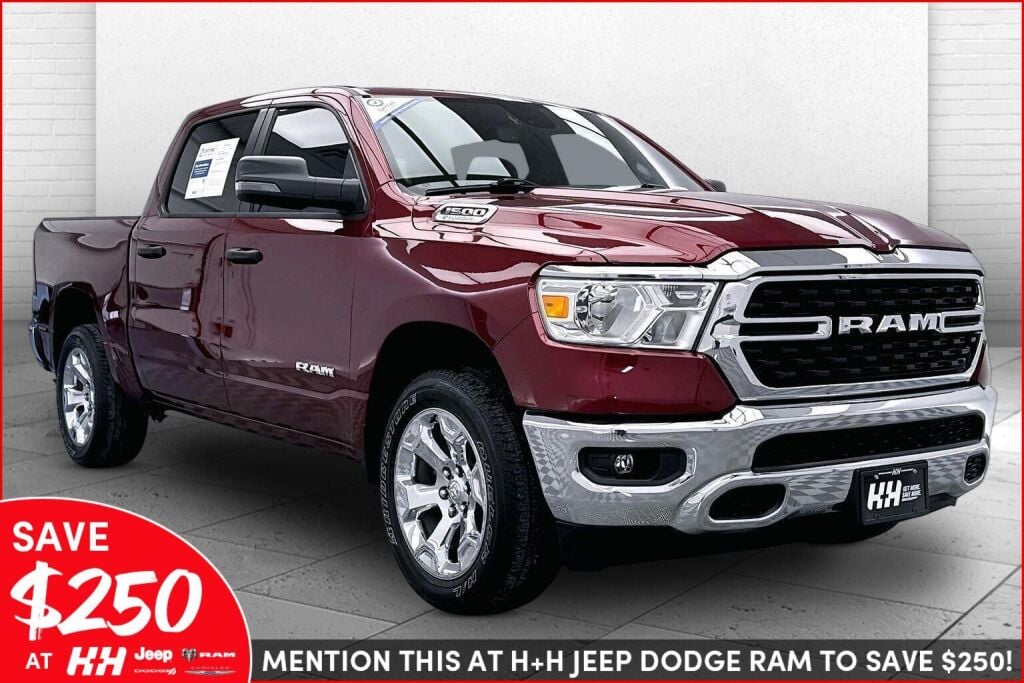 Delmonico Red Pearlcoat 2023 RAM 1500 Big Horn Crew Cab 4WD Pickup Truck Four-Wheel Drive 8-Speed Automatic