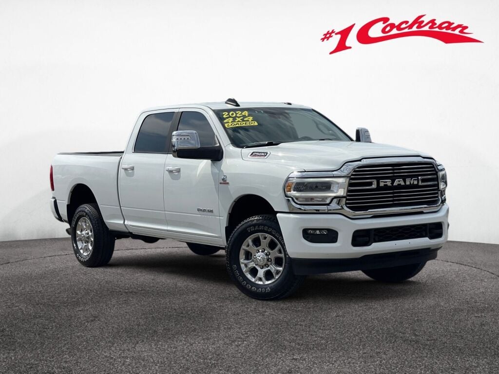 Bright White Clearcoat 2024 RAM 2500 Laramie Crew Cab 4WD Pickup Truck Four-Wheel Drive 6-Speed Automatic