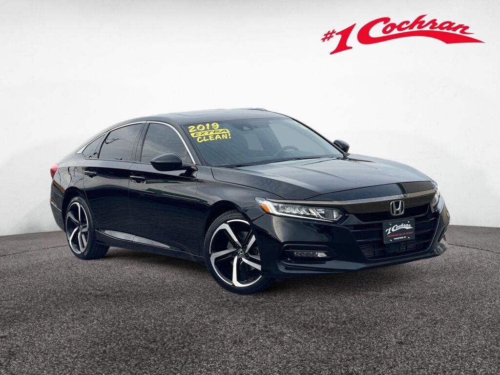 Crystal Black Pearl 2019 Honda Accord 2.0T Sport FWD Sedan Front-Wheel Drive Automatic