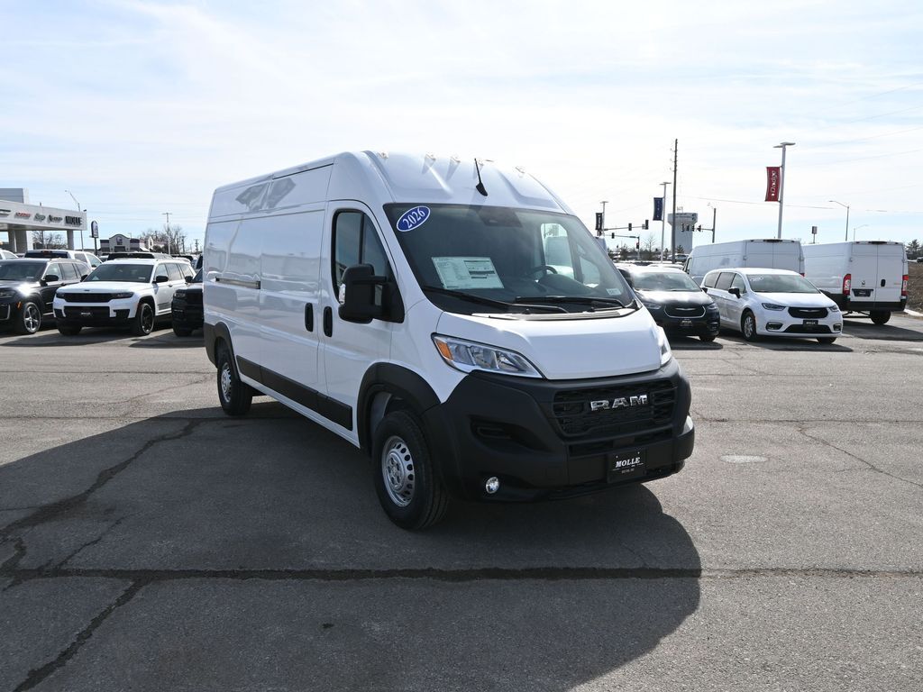 Bright White Clearcoat 2026 RAM ProMaster 2500 Tradesman 159 High Roof Cargo Van FWD Van Front-Wheel Drive 9-Speed Automatic