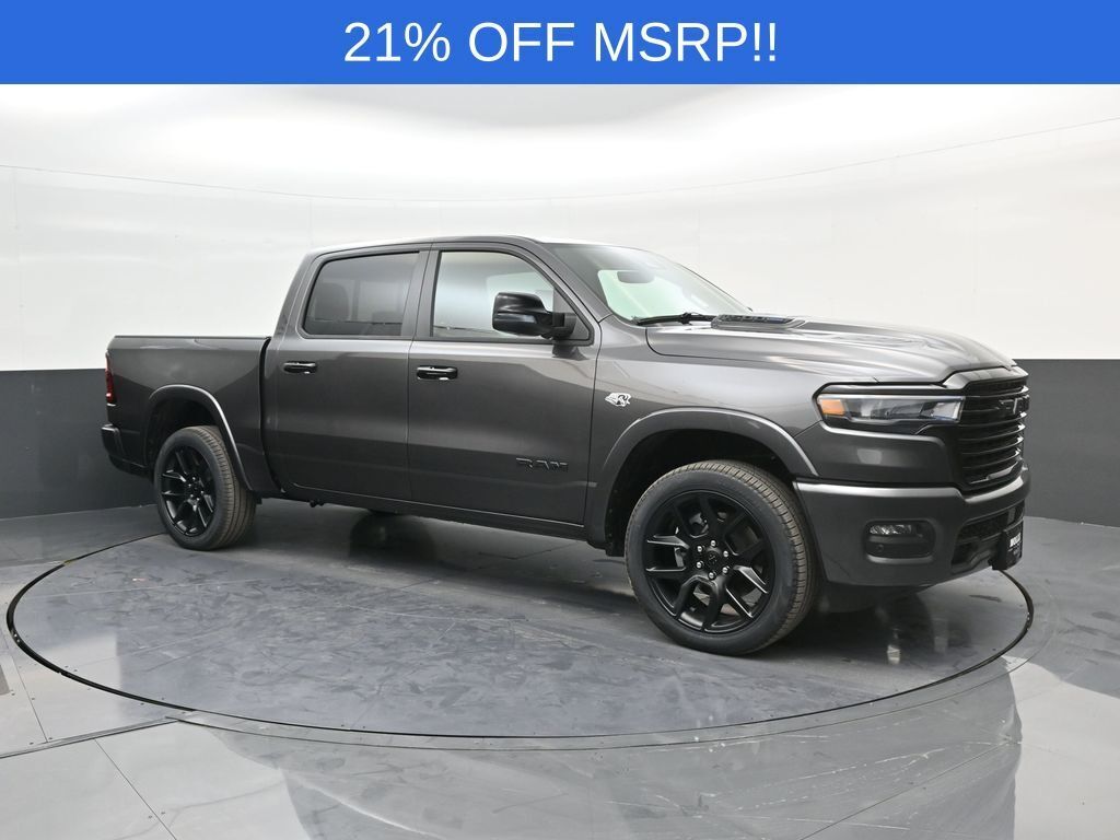 Gray (Granite Crystal Metallic Clearcoat) 2026 RAM 1500 Laramie Crew Cab 4WD Pickup Truck Four-Wheel Drive 8-Speed Automatic