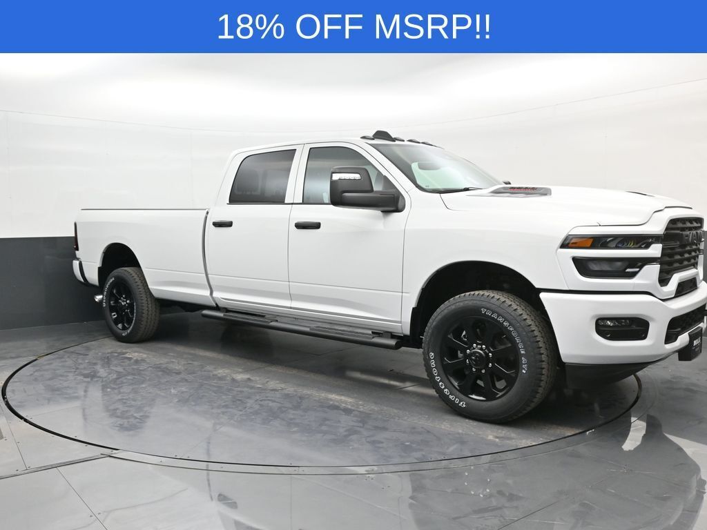 Bright White Clearcoat 2026 RAM 2500 Black Express Crew Cab LB 4WD Pickup Truck Four-Wheel Drive 8-Speed Automatic