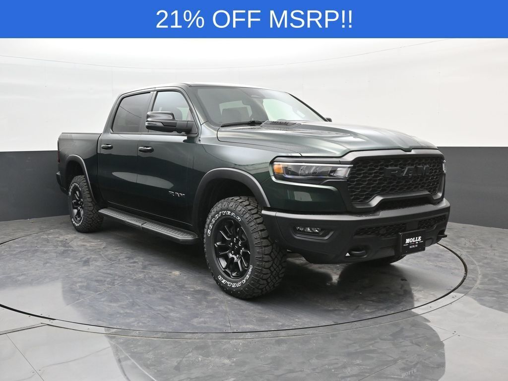 Serrano Green Metallic 2026 RAM 1500 Rebel Crew Cab 4WD Pickup Truck Four-Wheel Drive 8-Speed Automatic