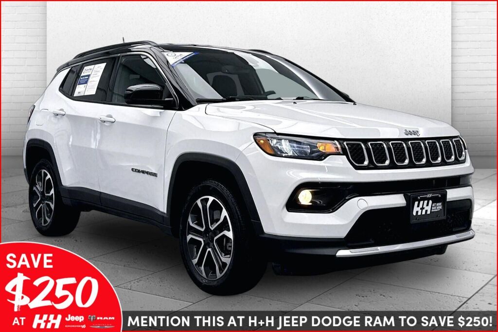 Bright White Clearcoat 2023 Jeep Compass Limited 4WD SUV / Crossover Four-Wheel Drive 8-Speed Automatic