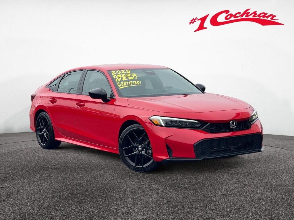 Rallye Red 2025 Honda Civic Sport FWD Sedan Front-Wheel Drive Continuously Variable Transmission