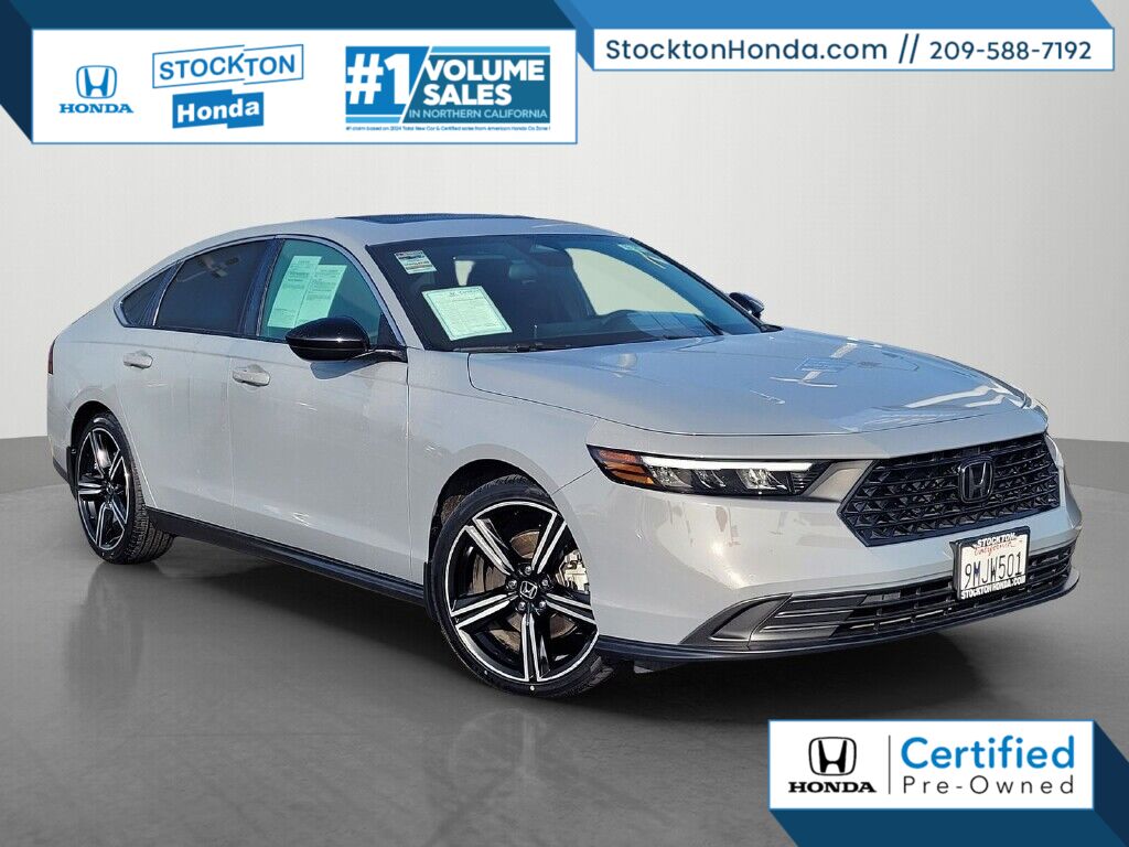 Urban Gray Pearl 2024 Honda Accord Hybrid Sport FWD Sedan Front-Wheel Drive Continuously Variable Transmission