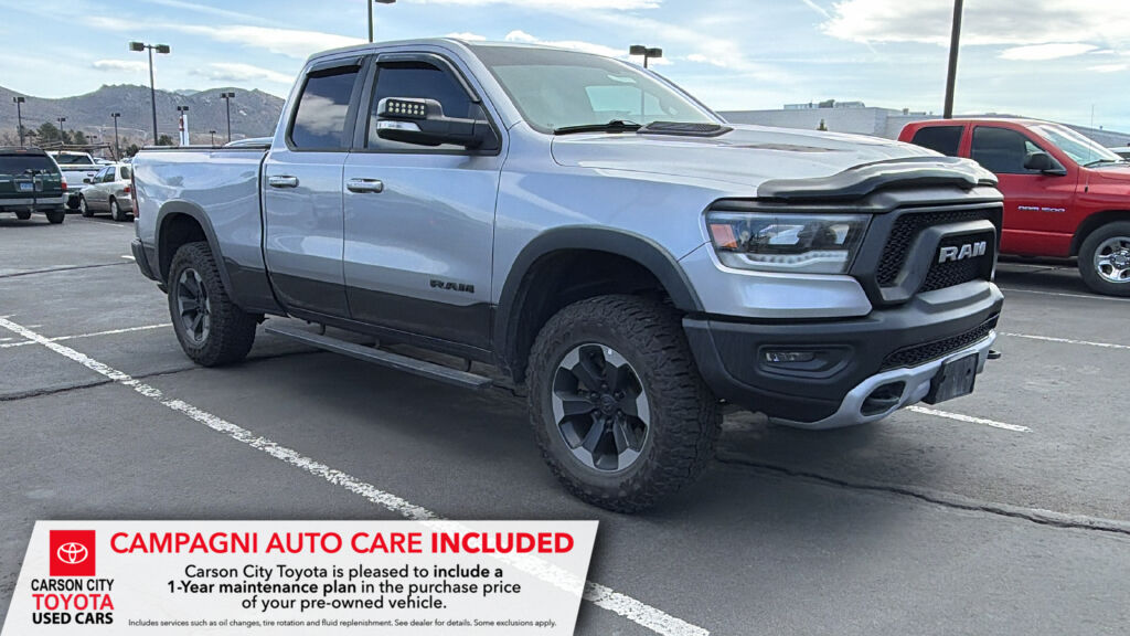 Billet Silver Metallic Clearcoat 2019 RAM 1500 Rebel Quad Cab 4WD Pickup Truck Four-Wheel Drive 8-Speed Automatic