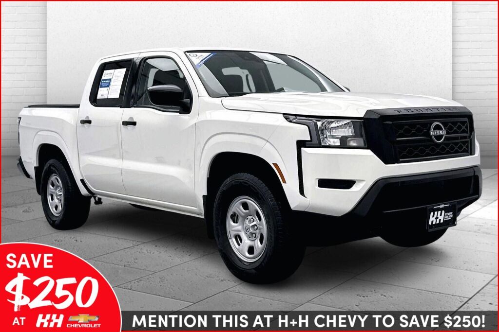 Glacier White 2024 Nissan Frontier S Crew Cab 4WD Pickup Truck Four-Wheel Drive 9-Speed Automatic