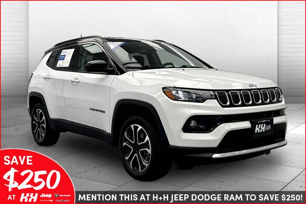 Bright White Clearcoat 2022 Jeep Compass Limited 4WD SUV / Crossover Four-Wheel Drive 9-Speed Automatic