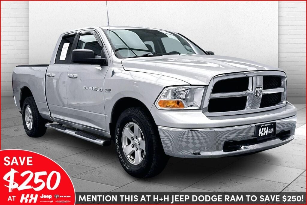 Bright Silver Metallic 2011 RAM 1500 SLT Quad Cab 4WD Pickup Truck Four-Wheel Drive 5-Speed Automatic