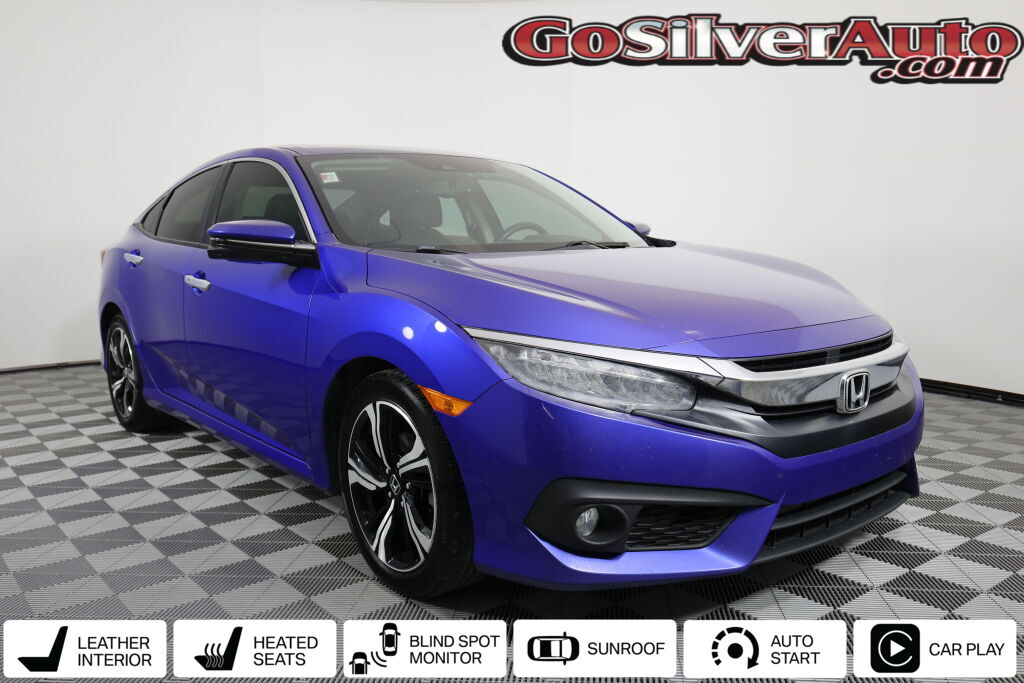 Aegean Blue Metallic 2016 Honda Civic Touring Sedan Front-Wheel Drive Continuously Variable Transmission