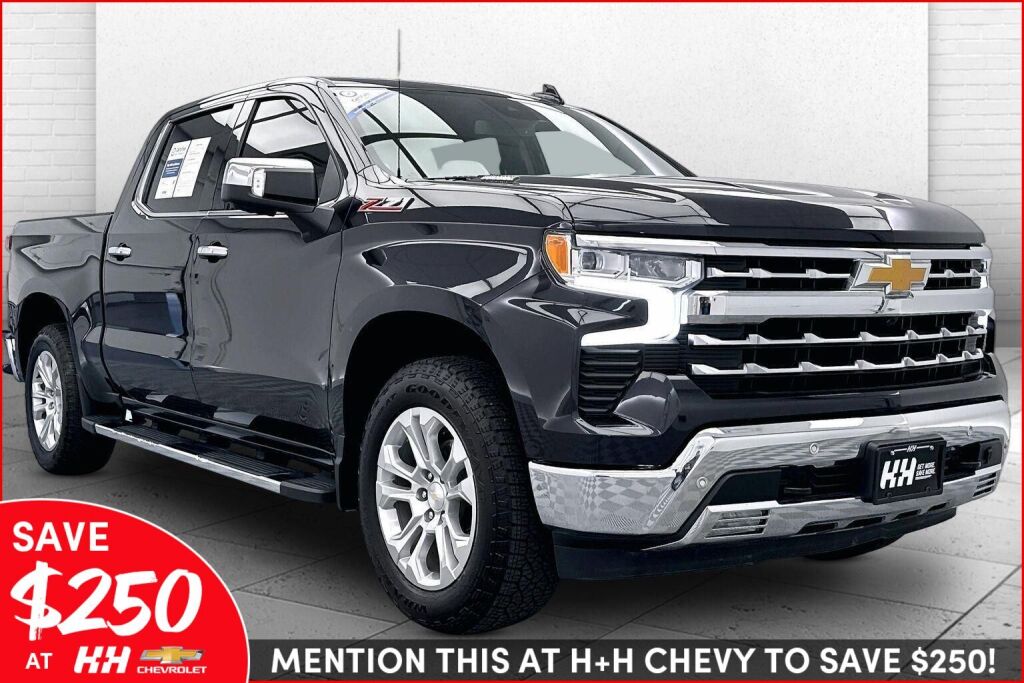 Dark Ash Metallic 2024 Chevrolet Silverado 1500 LTZ Crew Cab 4WD Pickup Truck Four-Wheel Drive Automatic