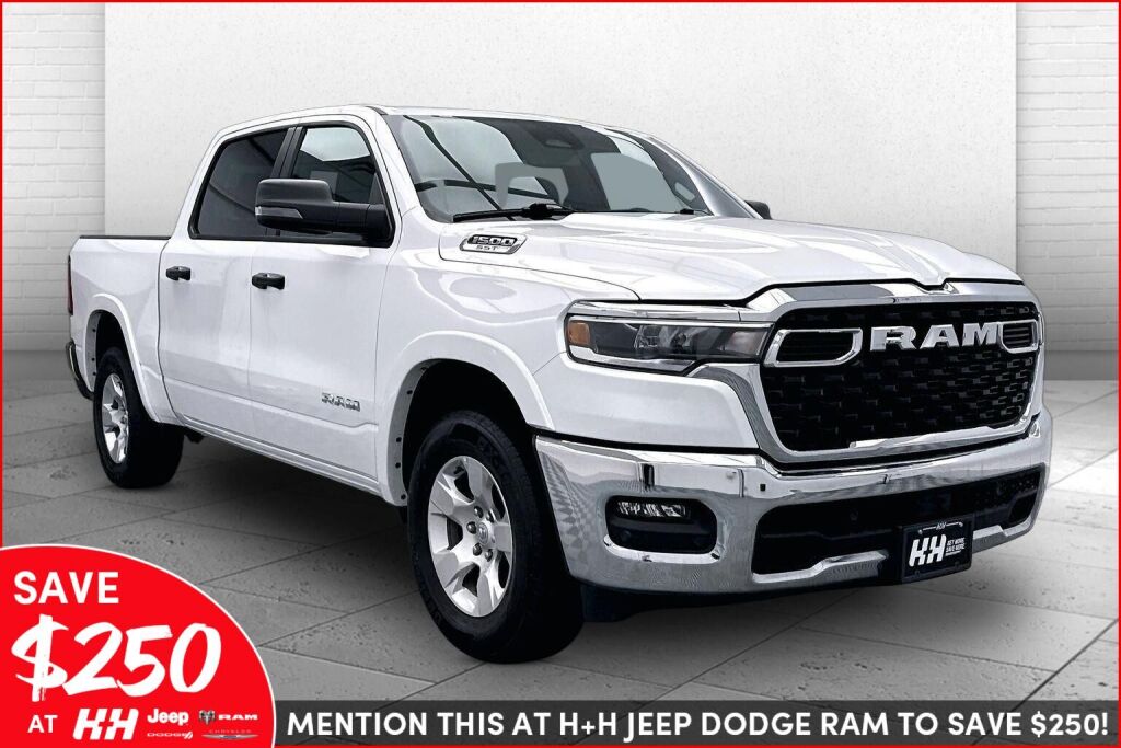 Bright White Clearcoat 2025 RAM 1500 Big Horn Crew Cab 4WD Pickup Truck Four-Wheel Drive 8-Speed Automatic