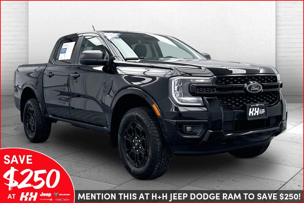 Shadow Black 2025 Ford Ranger XLT SuperCrew 4WD Pickup Truck Four-Wheel Drive Automatic