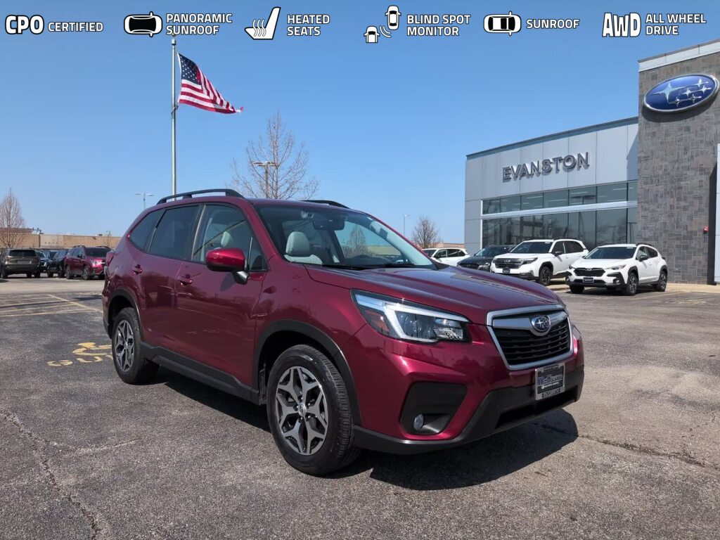 Crimson Red Pearl 2021 Subaru Forester Premium Crossover AWD SUV / Crossover All-Wheel Drive Continuously Variable Transmission