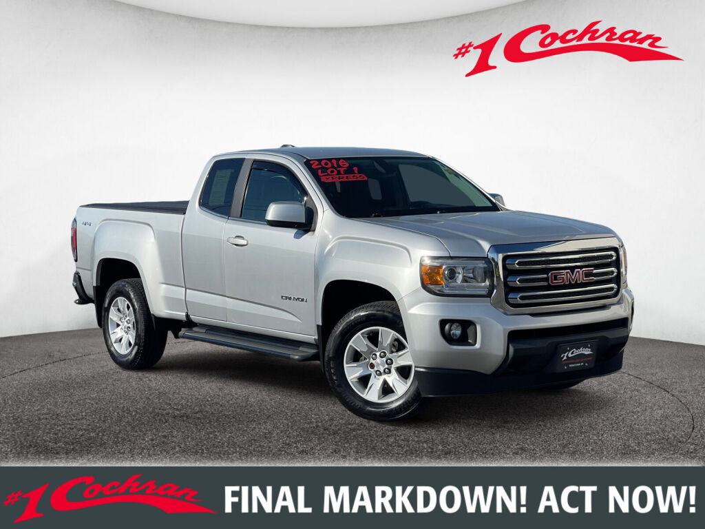 Quicksilver Metallic 2016 GMC Canyon SLE Ext. Cab LB 4WD Pickup Truck Four-Wheel Drive 6-Speed Automatic
