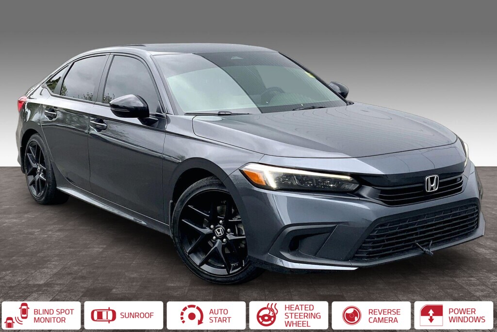Gray 2022 Honda Civic Sport FWD Sedan Front-Wheel Drive Automatic