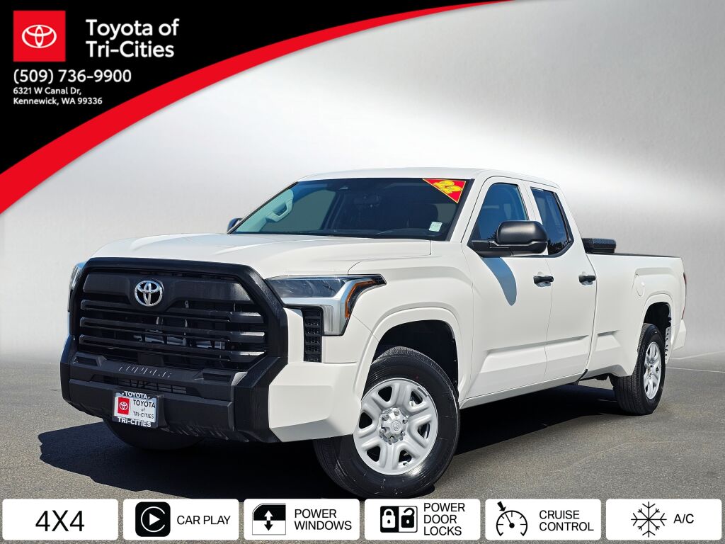 White 2022 Toyota Tundra SR Double Cab LB 4WD Pickup Truck Four-Wheel Drive Automatic