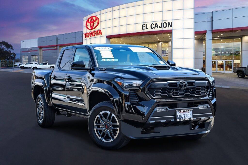 Black 2025 Toyota Tacoma TRD Sport Double Cab 4WD Pickup Truck Four-Wheel Drive 8-Speed Automatic Overdrive