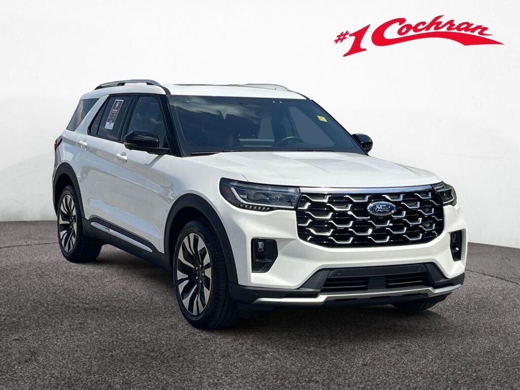Star White Metallic Tri-Coat 2025 Ford Explorer SUV / Crossover All-Wheel Drive Automatic