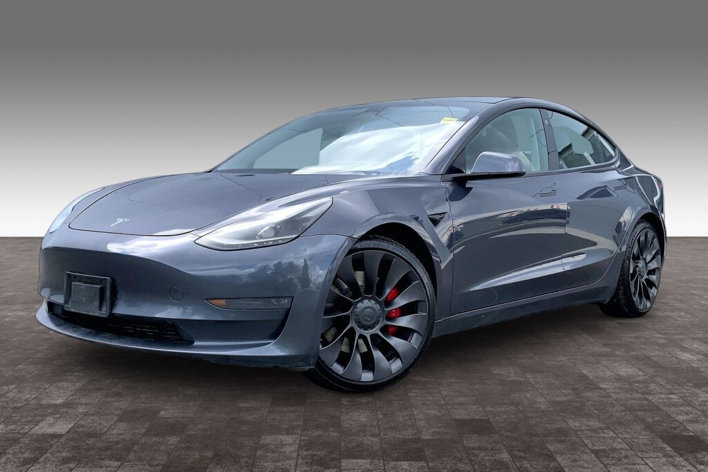 Gray 2021 Tesla Model 3 Performance AWD Sedan All-Wheel Drive Automatic