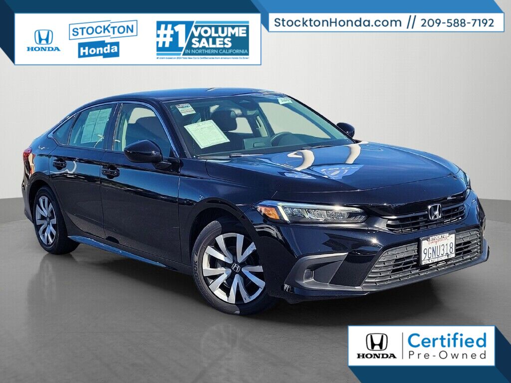 Black 2023 Honda Civic LX FWD Sedan Front-Wheel Drive Continuously Variable Transmission