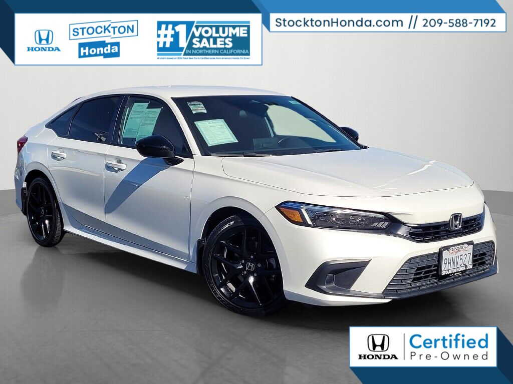 White 2023 Honda Civic Sport FWD Sedan Front-Wheel Drive Continuously Variable Transmission