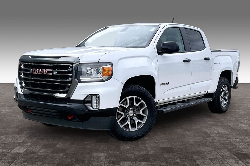 White 2021 GMC Canyon AT4 Crew Cab 4WD with Cloth Pickup Truck Four-Wheel Drive Automatic