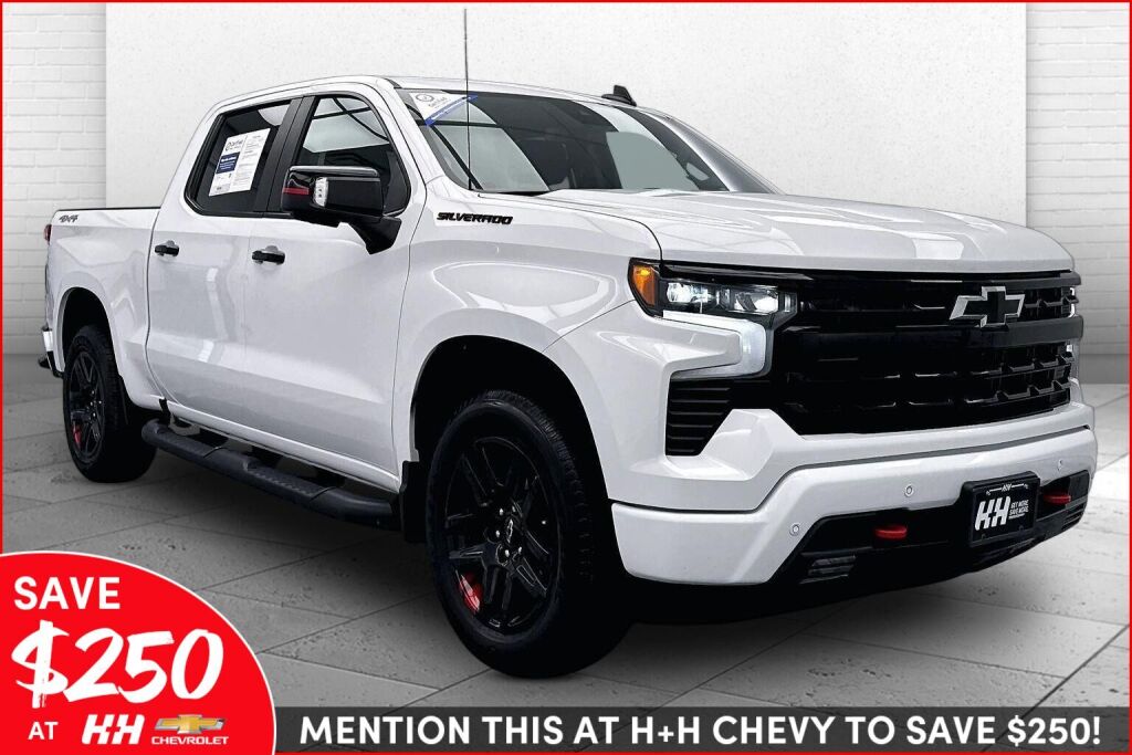 Summit White 2024 Chevrolet Silverado 1500 RST Crew Cab 4WD Pickup Truck Four-Wheel Drive Automatic