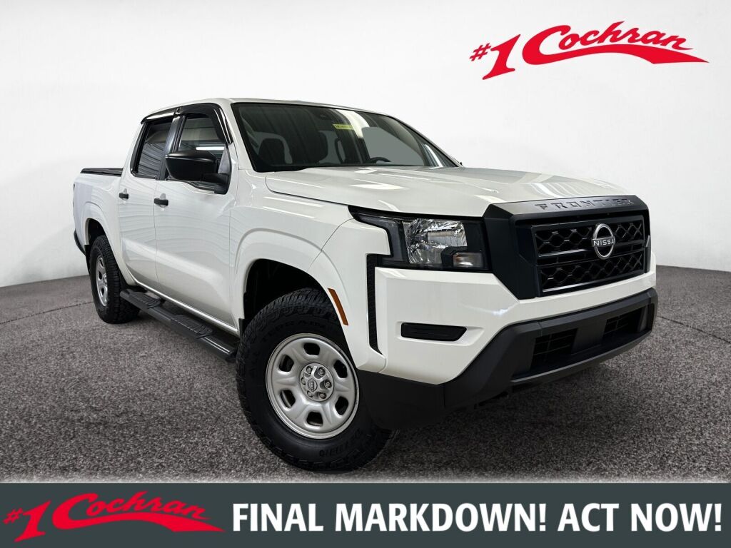 Glacier White 2023 Nissan Frontier S Crew Cab 4WD Pickup Truck Four-Wheel Drive 9-Speed Automatic
