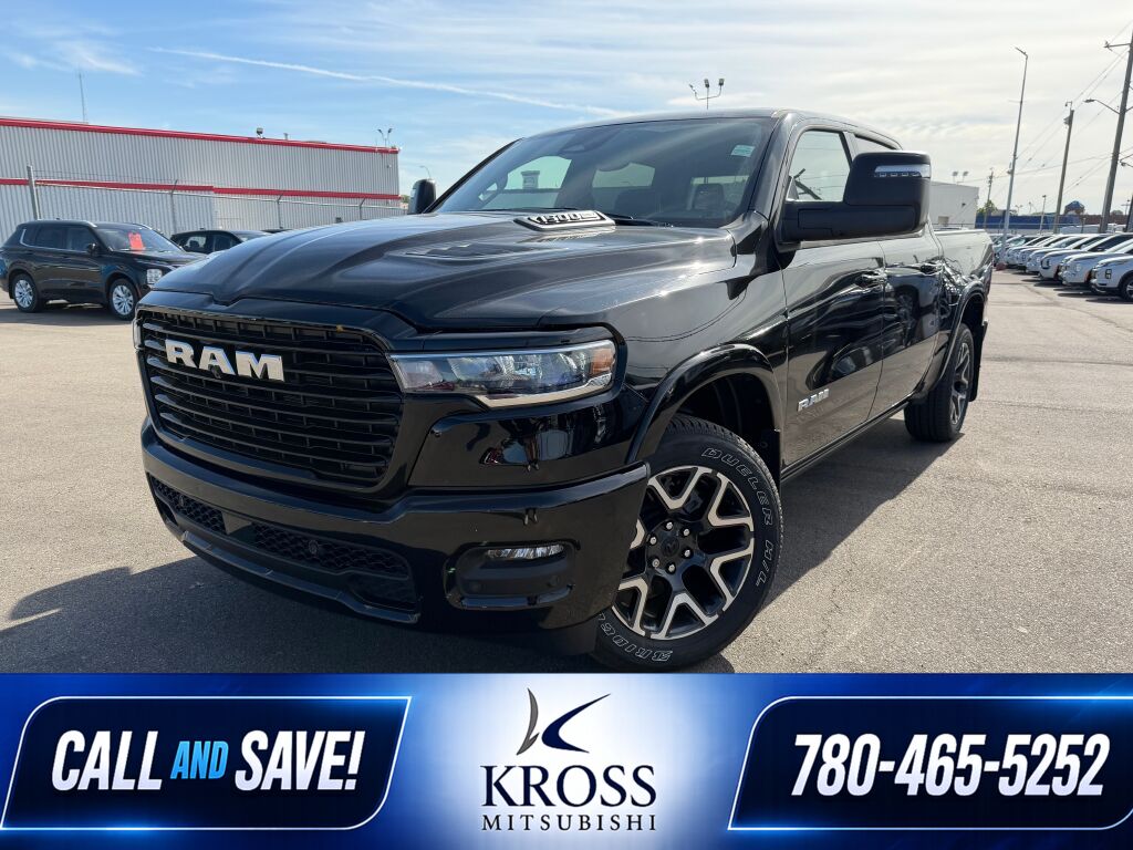 Diamond Black Crystal Pearlcoat 2025 RAM 1500 Pickup Truck Four-Wheel Drive 8-Speed Automatic Overdrive