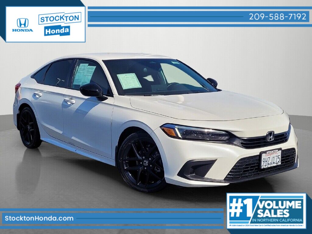 Platinum White 2024 Honda Civic Sedan Front-Wheel Drive Continuously Variable Transmission