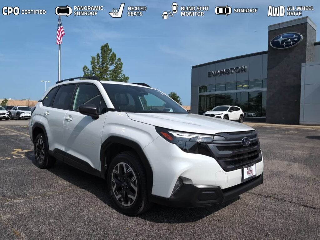 Crystal White Pearl 2025 Subaru Forester SUV / Crossover All-Wheel Drive Continuously Variable Transmission