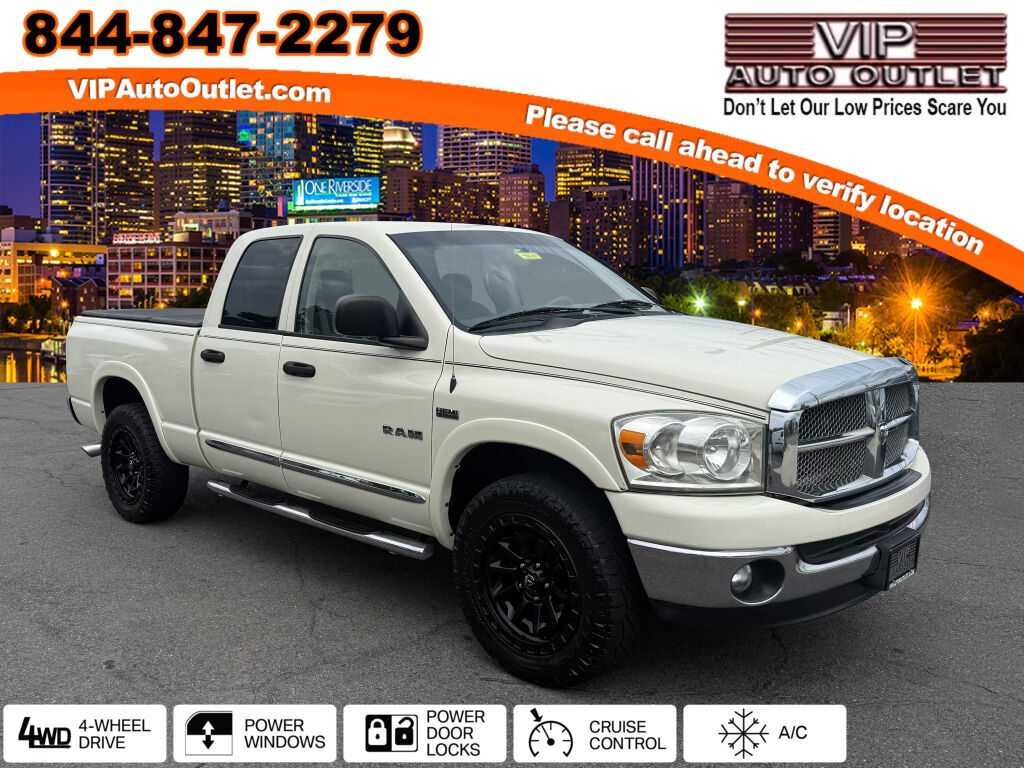 Stone White Clearcoat 2008 Dodge RAM 1500 Pickup Truck Four-Wheel Drive 5-Speed Automatic