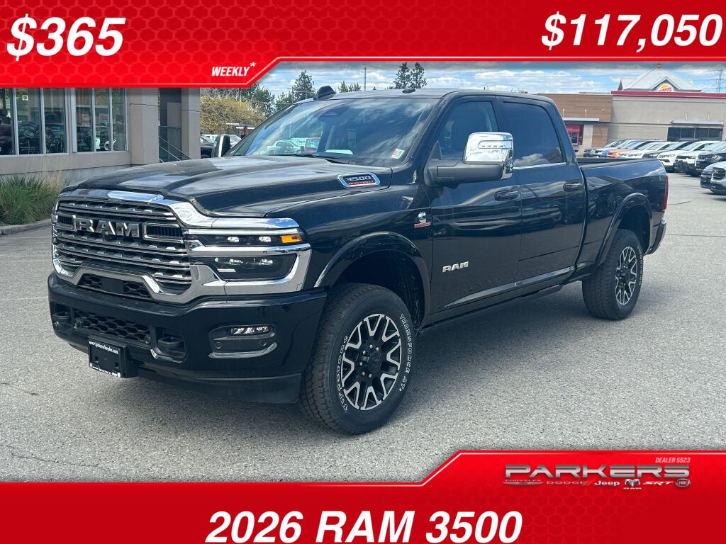 Diamond Black Crystal Pearlcoat 2026 RAM 3500 Pickup Truck Four-Wheel Drive 8-Speed Automatic