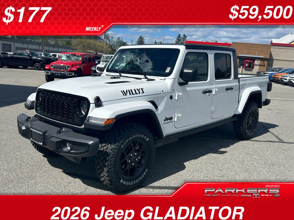 Bright White 2026 Jeep Gladiator Pickup Truck Four-Wheel Drive 8-Speed Automatic