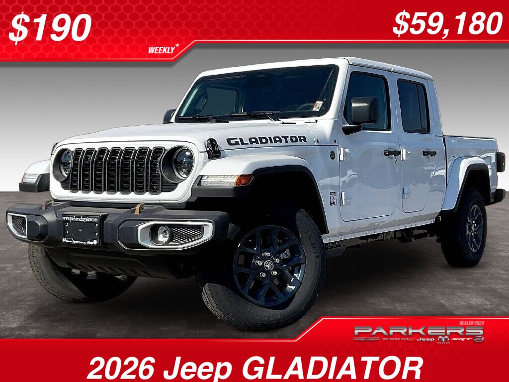 Bright White 2026 Jeep Gladiator Pickup Truck Four-Wheel Drive 8-Speed Automatic