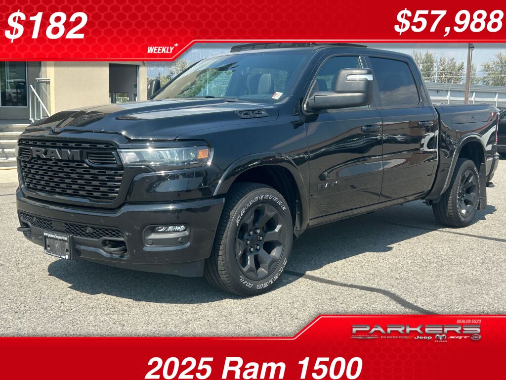 Diamond Black Crystal Pearlcoat 2025 RAM 1500 Pickup Truck Four-Wheel Drive 8-Speed Automatic