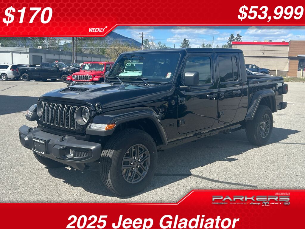 Black 2025 Jeep Gladiator Pickup Truck Four-Wheel Drive 8-Speed Automatic