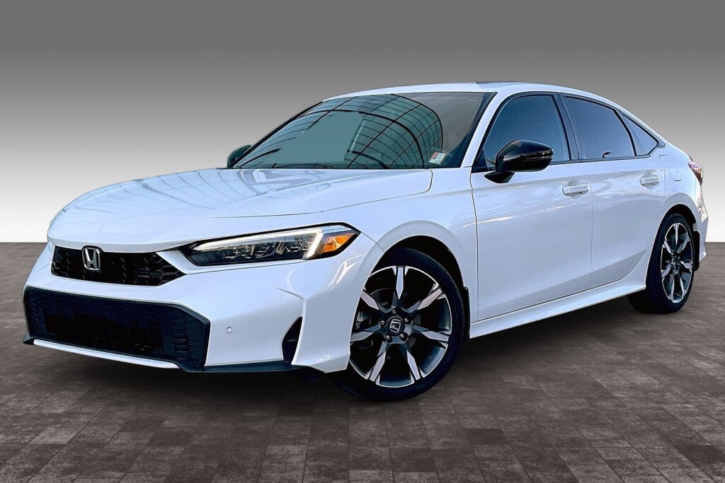 White 2025 Honda Civic Hybrid Sedan Front-Wheel Drive Automatic