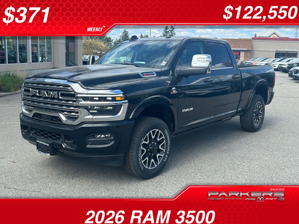 Diamond Black Crystal Pearlcoat 2026 RAM 3500 Pickup Truck Four-Wheel Drive 8-Speed Automatic