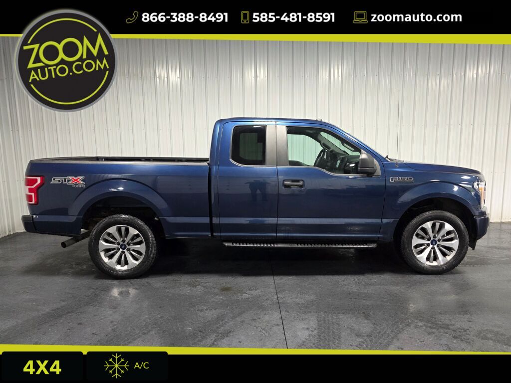 Blue 2018 Ford F-150 Pickup Truck Four-Wheel Drive Automatic