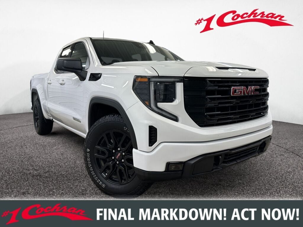 Summit White 2023 GMC Sierra 1500 Elevation Standard Double Cab 4WD Pickup Truck Four-Wheel Drive 8-Speed Automatic