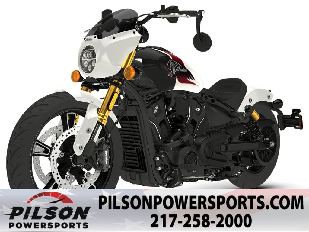 2025 Indian 101 Scout Ghost White Metallic with Graphics